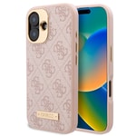 Apple iPhone 16 Plus Kılıf Guess Orjinal Lisanslı M-safe Şarj Özellikli PU 4G Desenli Metal Plaka Klasik Logolu Kapak