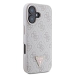Apple iPhone 16 Plus Kılıf Guess Orjinal Lisanslı M-safe Şarj Özellikli PU Deri 4G Desenli Taşlı Üçgen Logolu Kapak