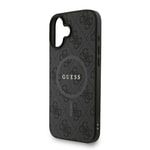 Apple iPhone 16 Plus Kılıf Guess Orjinal Lisanslı M-safe Şarj Özellikli PU Deri Bilek Askı İpli Yazı Logolu Kapak