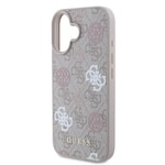 Apple iPhone 16 Plus Kılıf Guess Orjinal Lisanslı M-safe Şarj Özellikli 4G Desenli Yazı Logolu Peony Kapak