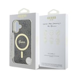 Apple iPhone 16 Plus Kılıf Guess Orjinal Lisanslı M-safe Şarj Özellikli Yazı Logolu 4G Desenli Kapak