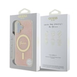 Apple iPhone 16 Plus Kılıf Guess Orjinal Lisanslı M-safe Şarj Özellikli Yazı Logolu 4G Desenli Kapak