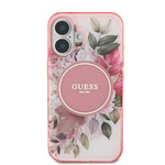 Apple iPhone 16 Plus Kılıf Guess Orjinal Lisanslı M-safe Şarj Özellikli IML Baskılı Yazı Logolu Flower Tonal Circle Kapak