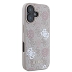 Apple iPhone 16 Plus Kılıf Guess Orjinal Lisanslı M-safe Şarj Özellikli 4G Desenli Yazı Logolu Peony Kapak