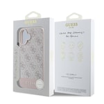 Apple iPhone 16 Plus Kılıf Guess Orjinal Lisanslı M-safe Şarj Özellikli PU Deri Şerit Logo Dizaynlı Kapak