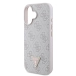 Apple iPhone 16 Plus Kılıf Guess Orjinal Lisanslı PU Deri Taşlı Metal Üçgen Logolu Çapraz Vücut Askılı 4G Desenli Kapak