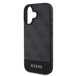 Apple iPhone 16 Plus Kılıf Guess Orjinal Lisanslı M-safe Şarj Özellikli PU Deri Şerit Logo Dizaynlı Kapak