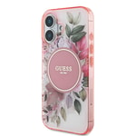 Apple iPhone 16 Plus Kılıf Guess Orjinal Lisanslı M-safe Şarj Özellikli IML Baskılı Yazı Logolu Flower Tonal Circle Kapak