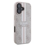 Apple iPhone 16 Plus Kılıf Guess Orjinal Lisanslı M-safe Şarj Özellikli 4G Şerit Tasarımlı Printed Kapak