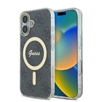 Apple iPhone 16 Plus Kılıf Guess Orjinal Lisanslı M-safe Şarj Özellikli Yazı Logolu 4G Desenli Kapak