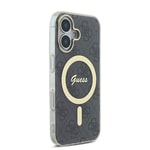 Apple iPhone 16 Plus Kılıf Guess Orjinal Lisanslı M-safe Şarj Özellikli Yazı Logolu 4G Desenli Kapak