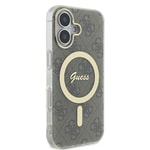 Apple iPhone 16 Plus Kılıf Guess Orjinal Lisanslı M-safe Şarj Özellikli Yazı Logolu 4G Desenli Kapak
