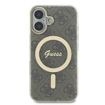 Apple iPhone 16 Plus Kılıf Guess Orjinal Lisanslı M-safe Şarj Özellikli Yazı Logolu 4G Desenli Kapak