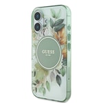 Apple iPhone 16 Plus Kılıf Guess Orjinal Lisanslı M-safe Şarj Özellikli IML Baskılı Yazı Logolu Flower Tonal Circle Kapak