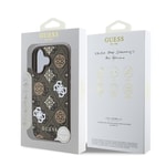Apple iPhone 16 Plus Kılıf Guess Orjinal Lisanslı M-safe Şarj Özellikli 4G Desenli Yazı Logolu Peony Kapak