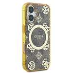 Apple iPhone 16 Plus Kılıf Guess Orjinal Lisanslı M-safe Şarj Özellikli 4G Desenli IML Yazı Logolu Peony Kapak