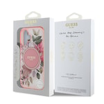 Apple iPhone 16 Plus Kılıf Guess Orjinal Lisanslı M-safe Şarj Özellikli IML Baskılı Yazı Logolu Flower Tonal Circle Kapak