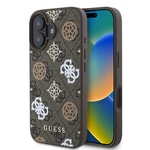 Apple iPhone 16 Plus Kılıf Guess Orjinal Lisanslı M-safe Şarj Özellikli 4G Desenli Yazı Logolu Peony Kapak
