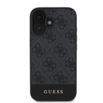 Apple iPhone 16 Plus Kılıf Guess Orjinal Lisanslı M-safe Şarj Özellikli PU Deri Şerit Logo Dizaynlı Kapak