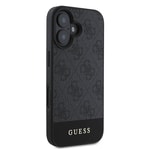 Apple iPhone 16 Plus Kılıf Guess Orjinal Lisanslı M-safe Şarj Özellikli PU Deri Şerit Logo Dizaynlı Kapak