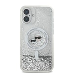 Apple iPhone 16 Plus Kılıf Karl Lagerfeld Orjinal Lisanslı M-safe Şarj Özellikli Sıvılı Simli K&C Heads Kapak