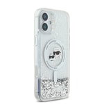 Apple iPhone 16 Plus Kılıf Karl Lagerfeld Orjinal Lisanslı M-safe Şarj Özellikli Sıvılı Simli K&C Heads Kapak