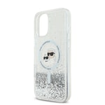Apple iPhone 16 Plus Kılıf Karl Lagerfeld Orjinal Lisanslı M-safe Şarj Özellikli Sıvılı Simli K&C Heads Kapak
