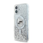 Apple iPhone 16 Plus Kılıf Karl Lagerfeld Orjinal Lisanslı M-safe Şarj Özellikli Sıvılı Simli K&C Heads Kapak