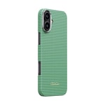 Apple iPhone 16 Plus Kılıf M-safe Şarj Özellikli Aramid Fiber Pitaka Ultra-Slim Classic Serisi Forest Green Kapak