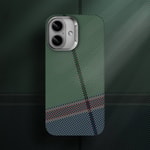 Apple iPhone 16 Plus Kılıf M-safe Şarj Özellikli Karbon Fiber Tasarımlı Benks Passion Green ArmorAir Kevlar Kapak
