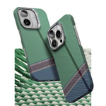 Apple iPhone 16 Plus Kılıf M-safe Şarj Özellikli Karbon Fiber Tasarımlı Benks Passion Green ArmorAir Kevlar Kapak