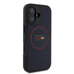Apple iPhone 16 Plus Kılıf Redbull Orjinal Lisanslı M-safe Şarj Özellikli Kırmızı Halka ve Logo Kabartmalı PU Deri Kapak