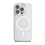 Apple iPhone 16 Pro Guess Orjinal Lisanslı 3'lü Aksesuar Seti IML Baskılı Simli Glitter Kılıf + Ekran Koruyucu + Lens Koruyucu