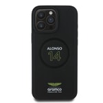 Apple iPhone 16 Pro Kılıf Aston Martin Orjinal Lisanslı M-safe Şarj Özellikli PU Deri Alonso 14 Baskılı Kapak