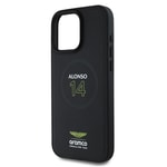 Apple iPhone 16 Pro Kılıf Aston Martin Orjinal Lisanslı M-safe Şarj Özellikli PU Deri Alonso 14 Baskılı Kapak