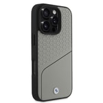 Apple iPhone 16 Pro Kılıf BMW Orjinal Lisanslı M-safe Şarj Özellikli Metal Logolu Dokulu ve Çizgili Deri Kapak