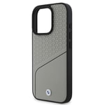 Apple iPhone 16 Pro Kılıf BMW Orjinal Lisanslı M-safe Şarj Özellikli Metal Logolu Dokulu ve Çizgili Deri Kapak