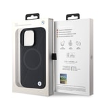 Apple iPhone 16 Pro Kılıf BMW Orjinal Lisanslı M-safe Şarj Özellikli Metal Logolu Yarım Dokulu Circle Deri Kapak