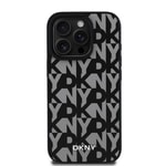 Apple iPhone 16 Pro Kılıf DKNY Orjinal Lisanslı M-safe Şarj Özellikli 3D Yazılı Grid Pattern Kapak