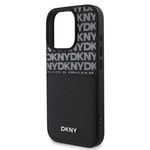 Apple iPhone 16 Pro Kılıf DKNY Orjinal Lisanslı Kartlıklı 3D Yazılı Repeat Texture Pattern Kapak
