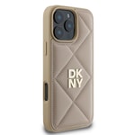Apple iPhone 16 Pro Kılıf DKNY Orjinal Lisanslı Kapitone Tasarımlı Metal Logolu Deri Kapak