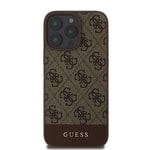 Apple iPhone 16 Pro Kılıf Guess Orjinal Lisanslı M-safe Şarj Özellikli PU Deri Şerit Logo Dizaynlı Kapak