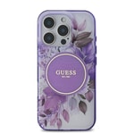 Apple iPhone 16 Pro Kılıf Guess Orjinal Lisanslı M-safe Şarj Özellikli Flower Tonal Circle Kapak