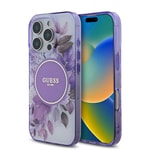 Apple iPhone 16 Pro Kılıf Guess Orjinal Lisanslı M-safe Şarj Özellikli Flower Tonal Circle Kapak