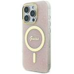 Apple iPhone 16 Pro Kılıf Guess Orjinal Lisanslı M-safe Şarj Özellikli Yazı Logolu 4G Desenli Kapak
