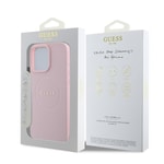 Apple iPhone 16 Pro Kılıf Guess Orjinal Lisanslı M-safe Şarj Özellikli Yazı Logolu Grained Kapak