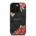 Apple iPhone 16 Pro Kılıf Guess Orjinal Lisanslı M-safe Şarj Özellikli Gül Baskılı 4G Desenli Yazı Logolu Kapak