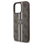 Apple iPhone 16 Pro Kılıf Guess Orjinal Lisanslı M-safe Şarj Özellikli 4G Şerit Tasarımlı Printed Kapak