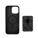 Apple iPhone 16 Pro Kılıf Guess Orjinal Lisanslı M-safe Şarj Özellikli 4G Desenli Çizgili Kartlıklı Kapak