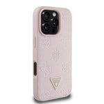 Apple iPhone 16 Pro Kılıf Guess Orjinal Lisanslı M-safe Şarj Özellikli Sıcak Baskılı Üçgen Logolu PU Deri Peony Kapak